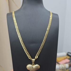 Cadena corte brillo 10k con dije 10l